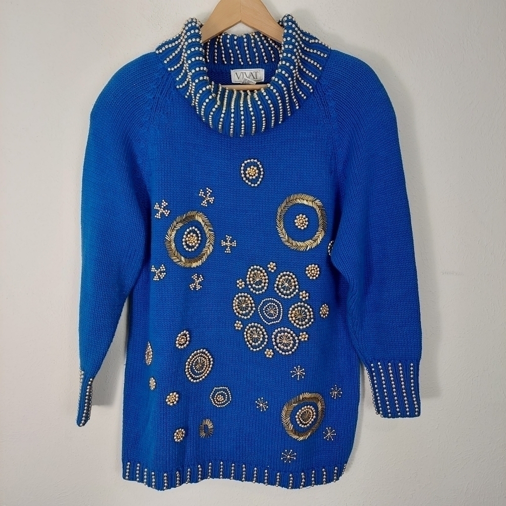 Vintage Y2K 90's Turtleneck Tunic Sweater - Picture 3 of 12